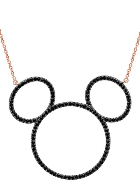 Mickey Mouse Pave Icon Necklace by CRISLU – Rose Gold – Large