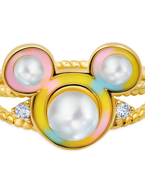 Mickey Mouse Icon Shell Pearl Ring by CRISLU – Gold