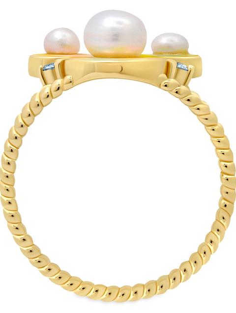 Mickey Mouse Icon Shell Pearl Ring by CRISLU – Gold