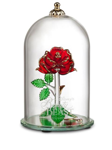 Beauty and the Beast Enchanted Rose Glass Sculpture by Arribas – Large