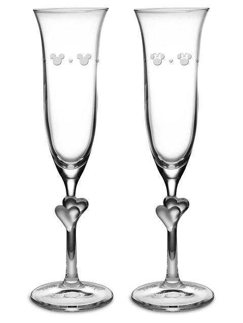 Mickey and Minnie Mouse Glass Flutes by Arribas – Personalized