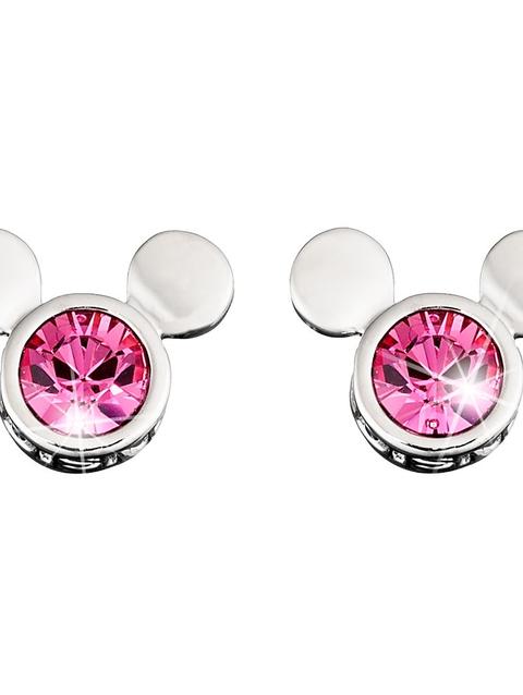 Mickey Mouse Icon Crystal Earrings by Arribas – Pink