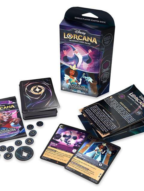 Disney Lorcana Trading Card Game by Ravensburger – Rise of the Floodborn – Starter Deck – Merlin and Tiana