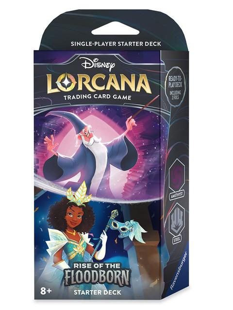 Disney Lorcana Trading Card Game by Ravensburger – Rise of the Floodborn – Starter Deck – Merlin and Tiana