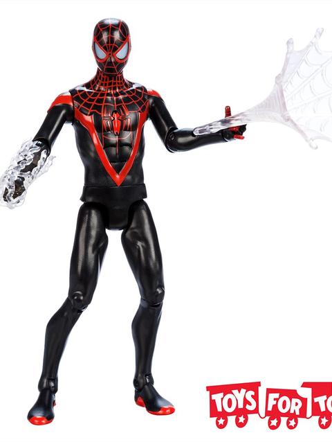 Miles Morales Spider-Man Talking Action Figure – Marvel Power Icons – Toys for Tots Donation Item