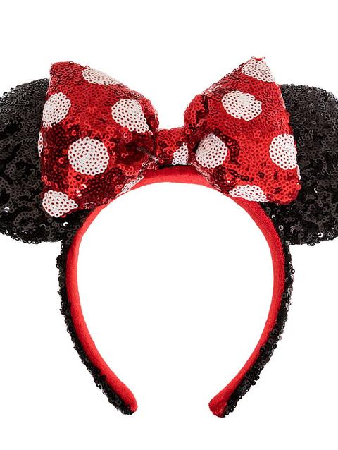 Minnie Mouse Sequin Ear Headband with Sequin Polka Dot Bow for Adults