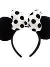 Minnie Mouse Ear Headband with Satin Bow for Adults – Black and White