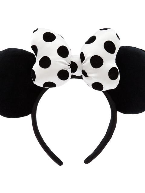 Minnie Mouse Ear Headband with Satin Bow for Adults – Black and White