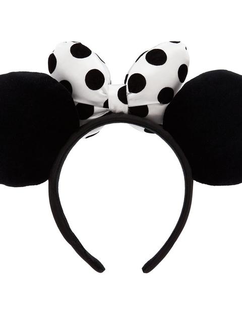 Minnie Mouse Ear Headband with Satin Bow for Adults – Black and White