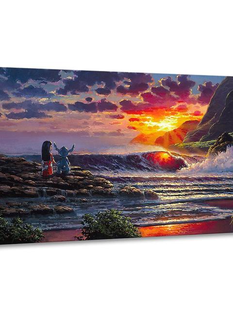 ''Lilo and Stitch Share a Sunset'' Gallery Wrapped Canvas by Rodel Gonzalez – Limited Edition