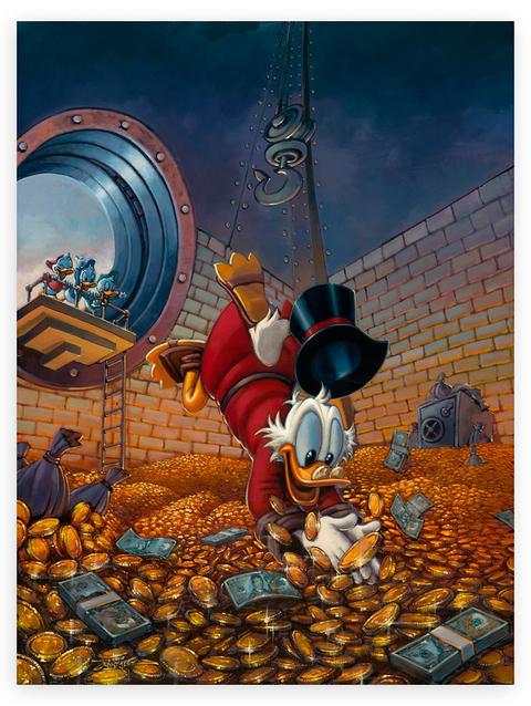 Scrooge McDuck ''Diving in Gold'' Signed Giclée by Rodel Gonzalez – Limited Edition