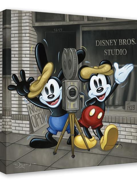 Mickey Mouse and Oswald the Lucky Rabbit ''Bros in Business'' Canvas Artwork by Tim Rogerson – 24'' x 24'' – Limited Edition