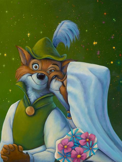 Robin Hood ''Oo-De-Lally Kiss'' Canvas Artwork by Denyse Klette – 24'' x 24'' – Limited Edition