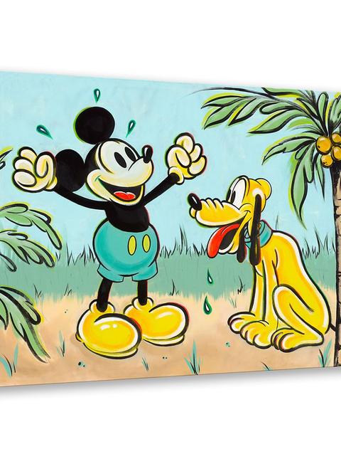 Mickey Mouse and Pluto ''Pals in Paradise'' Canvas Artwork by Dom Corona  – 24'' x 32'' – Limited Edition