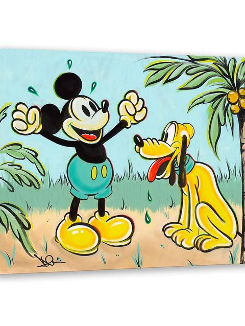 Mickey Mouse and Pluto ''Pals in Paradise'' Canvas Artwork by Dom Corona – 12'' x 16'' – Limited Edition