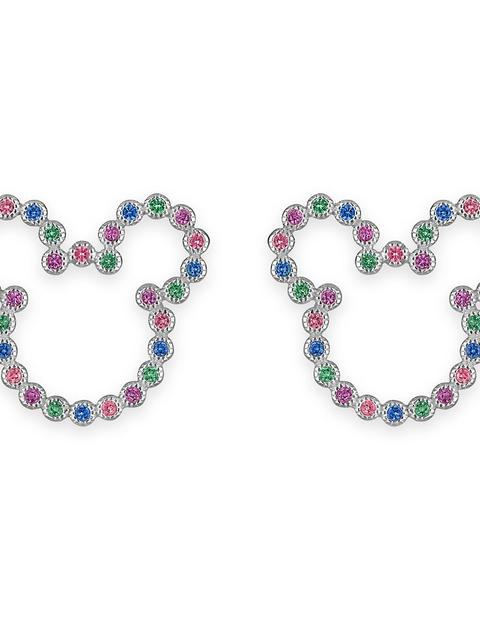 Mickey Mouse Icon Multi-Colored Gems Earrings by Rebecca Hook