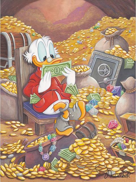 Scrooge McDuck ''Scrooge's Happy Place'' Gallery Wrapped Canvas by Michelle St.Laurent – Limited Edition