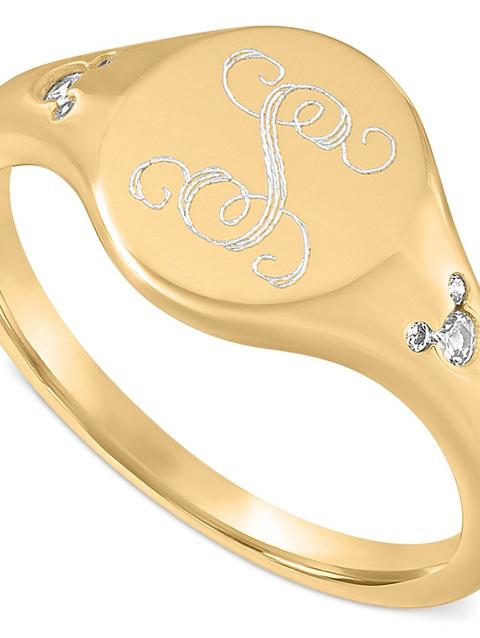 Mickey Mouse Gold Signet Ring by Rebecca Hook – Personalized