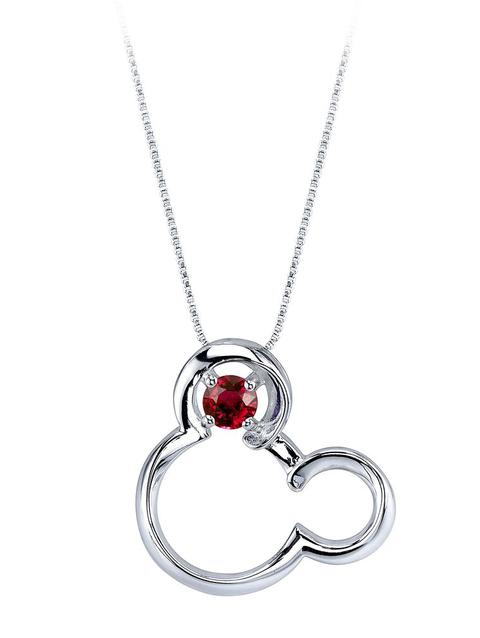 Mickey Mouse July Birthstone Necklace for Women – Ruby