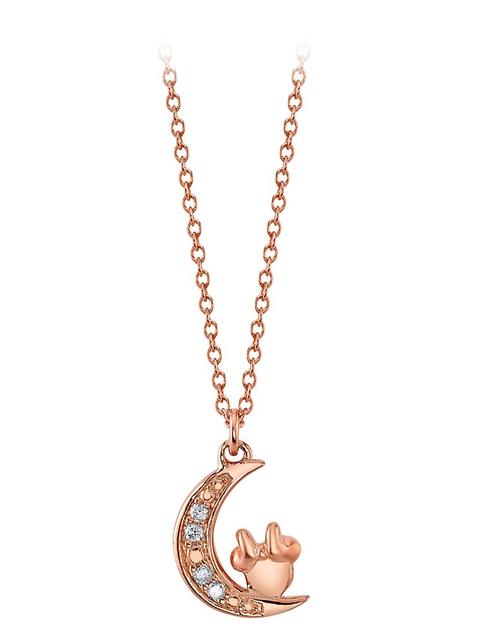 Minnie Mouse Icon Crescent Moon Diamond Necklace