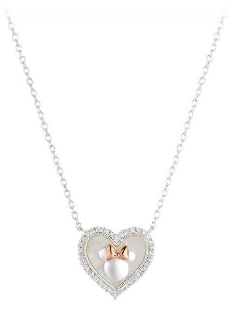 Minnie Mouse Mother of Pearl Heart Necklace