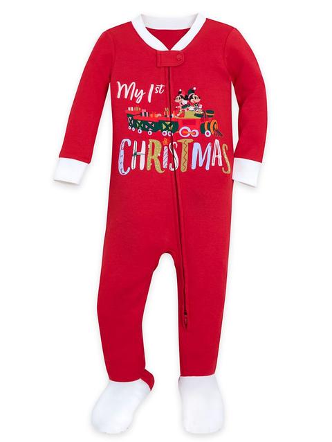 Mickey and Minnie Mouse ''My 1st Christmas'' Holiday Stretchie Sleeper for Baby