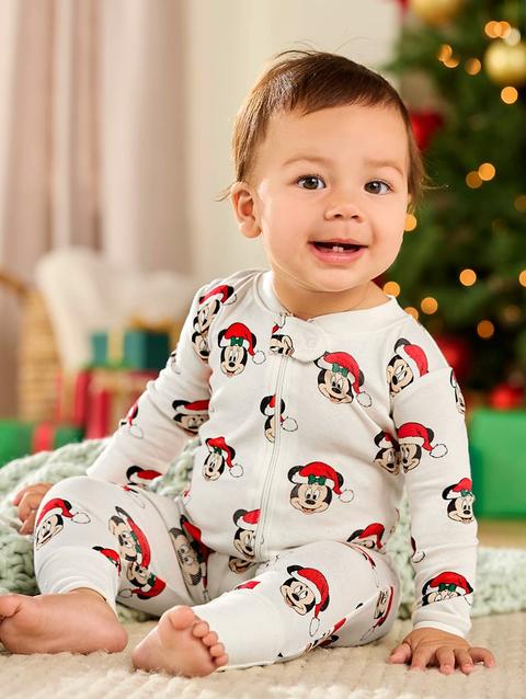 Mickey and Minnie Mouse Holiday Stretchie Sleeper for Baby by monica   andy