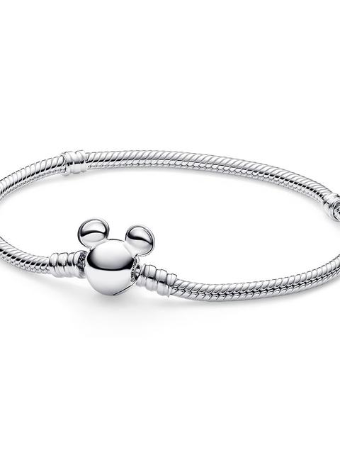 Mickey Mouse Icon Snake Chain Bracelet by Pandora – Silver