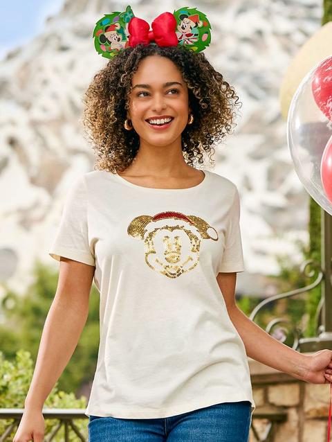 Santa Mickey Mouse Holiday Fashion T-Shirt for Women