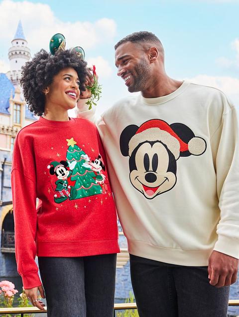 Santa Mickey Mouse Holiday Fashion Pullover Sweatshirt for Adults