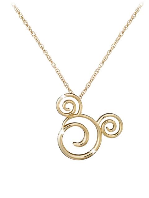 Gold Swirled Mickey Mouse Necklace – 18K