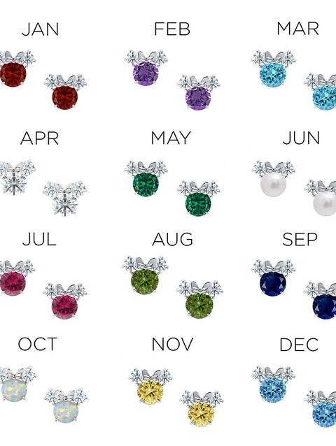 Minnie Mouse Birthstone Earrings by CRISLU – Platinum