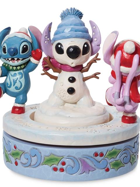 Stitch and Angel ''Snowy Shenanigans'' Rotating Figure by Jim Shore