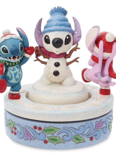 Stitch and Angel ''Snowy Shenanigans'' Rotating Figure by Jim Shore